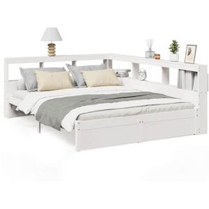 vidaXL Bookcase Bed without Mattress White 140x200 cm Solid Wood Pine bed vidaXL Bookcase Bed without Mattress White 140x200 cm Solid Wood Pine bed