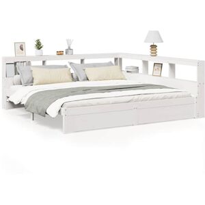 vidaXL Bookcase Bed without Mattress White 180x200 cm Solid Wood Pine bed vidaXL Bookcase Bed without Mattress White 180x200 cm Solid Wood Pine bed
