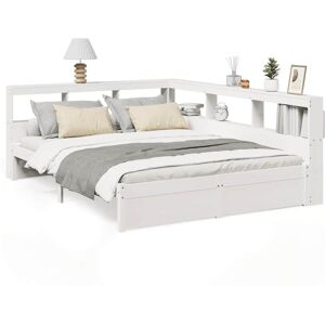 vidaXL Bookcase Bed without Mattress White 140x190 cm Solid Wood Pine bed vidaXL Bookcase Bed without Mattress White 140x190 cm Solid Wood Pine bed