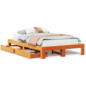 vidaXL Bed Frame without Mattress Wax Brown 120x200 cm Solid Wood Pine - Bed Frame vidaXL Bed Frame without Mattress Wax Brown 120x200 cm Solid Wood Pine - Bed Frame