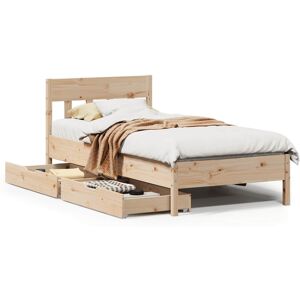vidaXL Bed Frame with Headboard 75x190cm - Solid Wood Pine - Bed Type vidaXL Bed Frame with Headboard 75x190cm - Solid Wood Pine - Bed Type