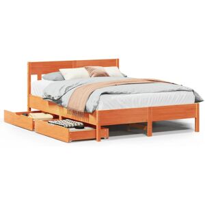 (wax brown, 140 x 200 cm) vidaXL Bed Frame with Headboard Bed Base Solid Wood Pi (wax brown, 140 x 200 cm) vidaXL Bed Frame with Headboard Bed Base Solid Wood Pi
