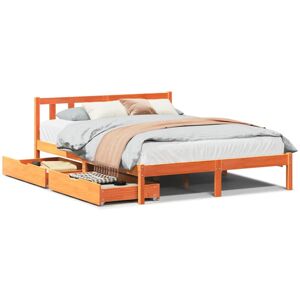 vidaXL Bed Frame with Drawers Bed Base Wax Brown 160x200 cm Solid Wood Pine vidaXL Bed Frame with Drawers Bed Base Wax Brown 160x200 cm Solid Wood Pine