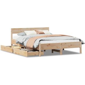 (natural, 135 x 190 cm) vidaXL Bed Frame with Headboard Wax Solid Wood Pine (natural, 135 x 190 cm) vidaXL Bed Frame with Headboard Wax Solid Wood Pine