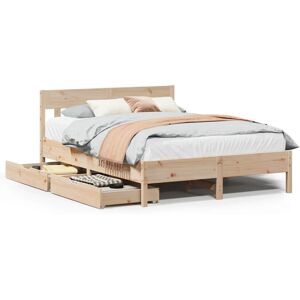 vidaXL Bed Frame 160x200cm with Headboard - Rustic Solid Wood Pine vidaXL Bed Frame 160x200cm with Headboard - Rustic Solid Wood Pine