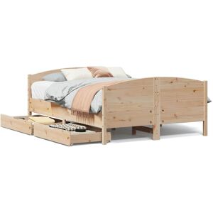 (natural, 150 x 200 cm) vidaXL Bed Frame with Headboard Bed Base Bedstead Solid (natural, 150 x 200 cm) vidaXL Bed Frame with Headboard Bed Base Bedstead Solid