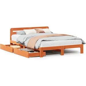 vidaXL Bed Frame without Mattress Bed Wax Brown Small Double Solid Wood Pine vidaXL Bed Frame without Mattress Bed Wax Brown Small Double Solid Wood Pine