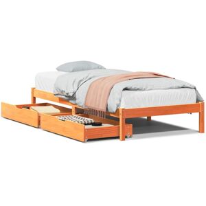 vidaXL Bed Frame with Drawers - Single Solid Wood Pine - Brown vidaXL Bed Frame with Drawers - Single Solid Wood Pine - Brown