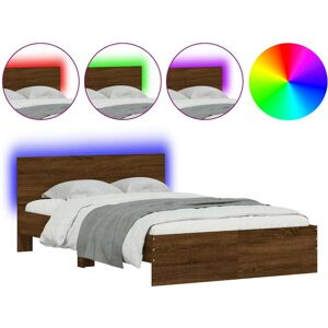 (brown oak, 140 x 200 cm) vidaXL Bed Frame with Headboard and LED Bed Base Mattr (brown oak, 140 x 200 cm) vidaXL Bed Frame with Headboard and LED Bed Base Mattr