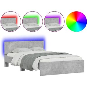 (concrete grey, 140 x 200 cm) vidaXL Bed Frame with Headboard and LED Bed Base M (concrete grey, 140 x 200 cm) vidaXL Bed Frame with Headboard and LED Bed Base M