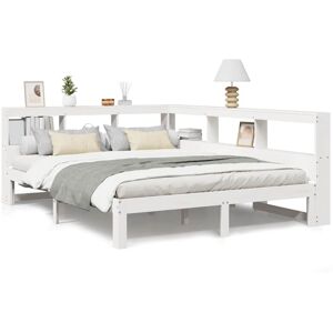 (white, 160 x 200 cm) vidaXL Bookcase Bed without Mattress White 140x190 cm Soli (white, 160 x 200 cm) vidaXL Bookcase Bed without Mattress White 140x190 cm Soli