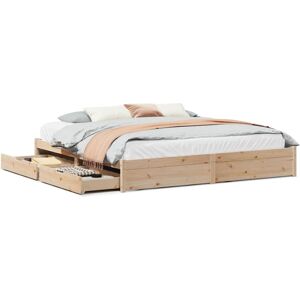 vidaXL Bed Frame with Drawers 200x200 cm Solid Wood Pine - Bed Type vidaXL Bed Frame with Drawers 200x200 cm Solid Wood Pine - Bed Type