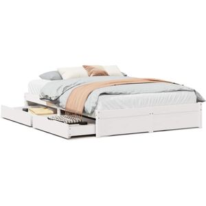 vidaXL White 140x190 cm Bed Frame with Drawers - Bed Type vidaXL White 140x190 cm Bed Frame with Drawers - Bed Type