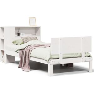 vidaXL Bookcase Bed without Mattress White 90x190cm Single Solid Wood Pine vidaXL Bookcase Bed without Mattress White 90x190cm Single Solid Wood Pine