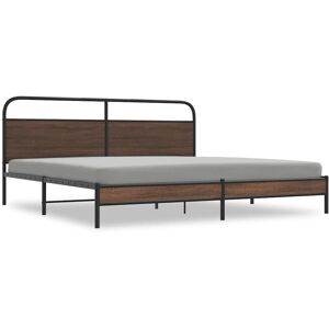 vidaXL Metal Bed Frame without Mattress Brown Oak 183x213 cm bedroom furniture vidaXL Metal Bed Frame without Mattress Brown Oak 183x213 cm bedroom furniture
