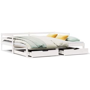 vidaXL Daybed with Drawers Sofa Bed Guest Bed White 90x200 cm Solid Wood Pine vidaXL Daybed with Drawers Sofa Bed Guest Bed White 90x200 cm Solid Wood Pine
