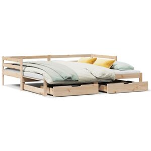 vidaXL Daybed with Drawers Sofa Bed Guest Bed Couch 90x200 cm Solid Wood Pine vidaXL Daybed with Drawers Sofa Bed Guest Bed Couch 90x200 cm Solid Wood Pine