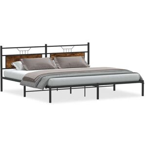 vidaXL Bed Frame without Mattress Smoked Oak 200x200 cm Engineered Wood vidaXL Bed Frame without Mattress Smoked Oak 200x200 cm Engineered Wood