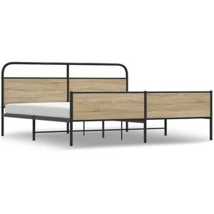vidaXL Metal Bed Frame without Mattress Smoked Oak 200x200 cm vidaXL Metal Bed Frame without Mattress Smoked Oak 200x200 cm