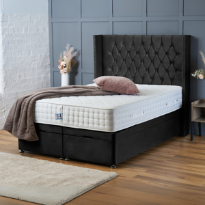 Bsspoke (Single-3ft (Without Mattress), Black Plush) DOUBLE DIVAN OTTOMAN BED END LIFT U Bsspoke (Single-3ft (Without Mattress), Black Plush) DOUBLE DIVAN OTTOMAN BED END LIFT U