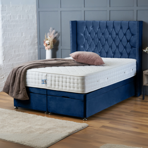 Bsspoke (Super King-6ft (Without Mattress), Blue Plush) DOUBLE DIVAN OTTOMAN BED END LIF Bsspoke (Super King-6ft (Without Mattress), Blue Plush) DOUBLE DIVAN OTTOMAN BED END LIF