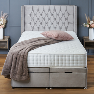 Bsspoke (Super King-6ft (Without Mattress), Silver Plush) DOUBLE DIVAN OTTOMAN BED END L Bsspoke (Super King-6ft (Without Mattress), Silver Plush) DOUBLE DIVAN OTTOMAN BED END L