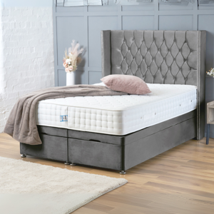 Bsspoke (Super King-6ft (Without Mattress), Grey Plush) DOUBLE DIVAN OTTOMAN BED END LIF Bsspoke (Super King-6ft (Without Mattress), Grey Plush) DOUBLE DIVAN OTTOMAN BED END LIF