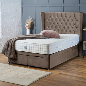 Bsspoke (Super King-6ft (Without Mattress), Mink Plush) DOUBLE DIVAN OTTOMAN BED END LIF Bsspoke (Super King-6ft (Without Mattress), Mink Plush) DOUBLE DIVAN OTTOMAN BED END LIF