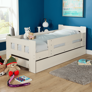 Home Source Kids Single Pull Out Trundle Guest Bed Wooden Frame White Home Source Kids Single Pull Out Trundle Guest Bed Wooden Frame White