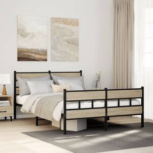 vidaXL Metal Bed Frame without Mattress Sonoma Oak 140x190 cm vidaXL Metal Bed Frame without Mattress Sonoma Oak 140x190 cm
