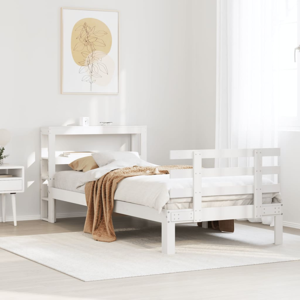 vidaXL Bed Frame with Headboard without Mattress White 90x190 cm Single vidaXL Bed Frame with Headboard without Mattress White 90x190 cm Single