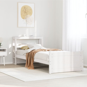 vidaXL Bed Frame with Headboard without Mattress White 90x190 cm Single vidaXL Bed Frame with Headboard without Mattress White 90x190 cm Single