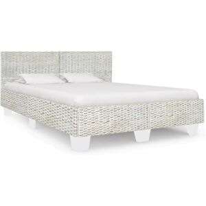 vidaXL Bed Frame Grey Natural Rattan 140x200cm Double Bed Bedroom Furniture vidaXL Bed Frame Grey Natural Rattan 140x200cm Double Bed Bedroom Furniture