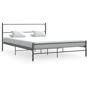 vidaXL Bed Frame Grey Metal 140x200cm Double Solid Base Bedroom Furniture vidaXL Bed Frame Grey Metal 140x200cm Double Solid Base Bedroom Furniture