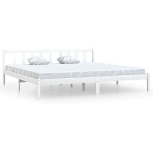 vidaXL Solid Pinewood Bed Frame White 200x200 cm Furniture Bedstead Bed Base vidaXL Solid Pinewood Bed Frame White 200x200 cm Furniture Bedstead Bed Base