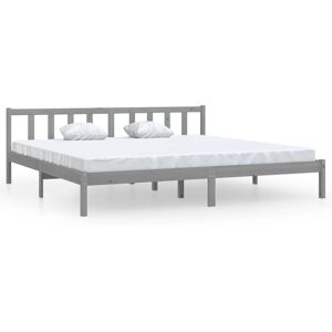 vidaXL Solid Pinewood Bed Frame Grey 200x200 cm Furniture Bedstead Bed Base vidaXL Solid Pinewood Bed Frame Grey 200x200 cm Furniture Bedstead Bed Base