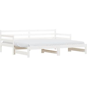 vidaXL Daybed Sofa Bed Guest Bed with Trundle White 90x200 cm Solid Wood Pine vidaXL Daybed Sofa Bed Guest Bed with Trundle White 90x200 cm Solid Wood Pine