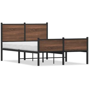 vidaXL Metal Bed Frame with Headboard and Footboard Brown Oak Small Double vidaXL Metal Bed Frame with Headboard and Footboard Brown Oak Small Double