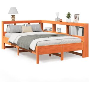 vidaXL Bookcase Bed without Mattress Wax Brown 120x200 cm Solid Wood Pine bed vidaXL Bookcase Bed without Mattress Wax Brown 120x200 cm Solid Wood Pine bed