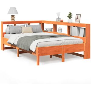vidaXL Bookcase Bed without Mattress Wax Brown 120x190 cm Solid Wood Pine bed vidaXL Bookcase Bed without Mattress Wax Brown 120x190 cm Solid Wood Pine bed