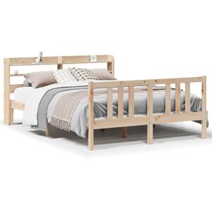 vidaXL Bed Frame with Headboard Bed Base 135x190 cm Double Solid Wood Pine vidaXL Bed Frame with Headboard Bed Base 135x190 cm Double Solid Wood Pine
