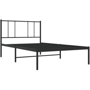 vidaXL Black Metal Bed Frame with Headboard, 75x190 cm 2FT6 Small Single, Robust vidaXL Black Metal Bed Frame with Headboard, 75x190 cm 2FT6 Small Single, Robust