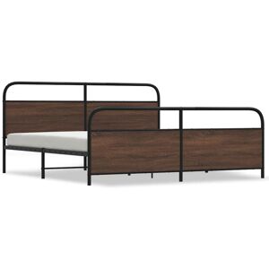 (Brown Oak with headboard & footboard, 193 x 203 cm) vidaXL Metal Bed Frame with (Brown Oak with headboard & footboard, 193 x 203 cm) vidaXL Metal Bed Frame with