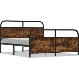 (Smoked Oak with headboard & footboard, 193 x 203 cm) vidaXL Metal Bed Frame wit (Smoked Oak with headboard & footboard, 193 x 203 cm) vidaXL Metal Bed Frame wit