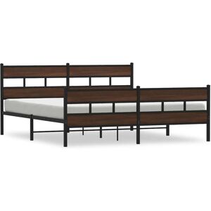(brown oak, 183 x 213 cm) vidaXL Metal Bed Frame without Mattress Bed Base Bedst (brown oak, 183 x 213 cm) vidaXL Metal Bed Frame without Mattress Bed Base Bedst