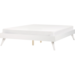 Beliani White MDF King Size Bed Frame - Scandinavian Minimalist Design Beliani White MDF King Size Bed Frame - Scandinavian Minimalist Design