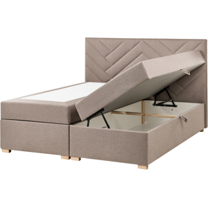 Beliani Divan Bed with Storage Fabric ESQUIRE 160 x 200 cm (EU King Size) Taupe Beliani Divan Bed with Storage Fabric ESQUIRE 160 x 200 cm (EU King Size) Taupe
