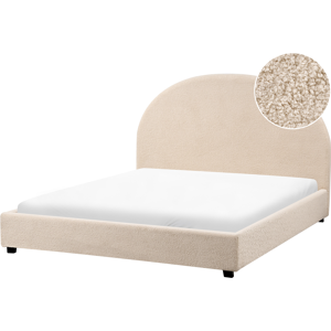 Beliani Bed Boucle VAUCLUSE 140 x 200 cm (EU Double) Beige Beliani Bed Boucle VAUCLUSE 140 x 200 cm (EU Double) Beige