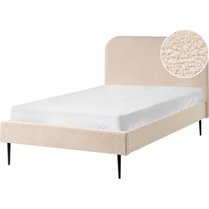 Beliani Bed Boucle FLAYAT 120 x 200 cm (EU Small Double) Light Beige Beliani Bed Boucle FLAYAT 120 x 200 cm (EU Small Double) Light Beige