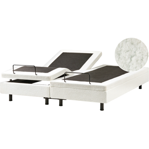 Beliani Adjustable Bed without Headboard Boucle DUKE 180 x 200 cm (EU Super King) Off-Wh Beliani Adjustable Bed without Headboard Boucle DUKE 180 x 200 cm (EU Super King) Off-Wh